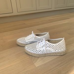 Loefler Randall white leather espadrilles, size 8